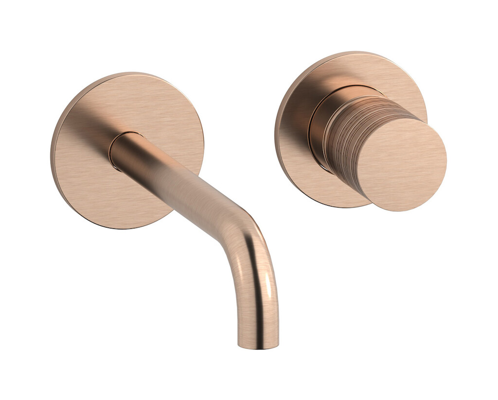 Встроенный в стену смеситель для раковины на 2 отверстия в комплекте с донным клапаном WE ARE IB vn396ii Brushed Rose Gold Vinile