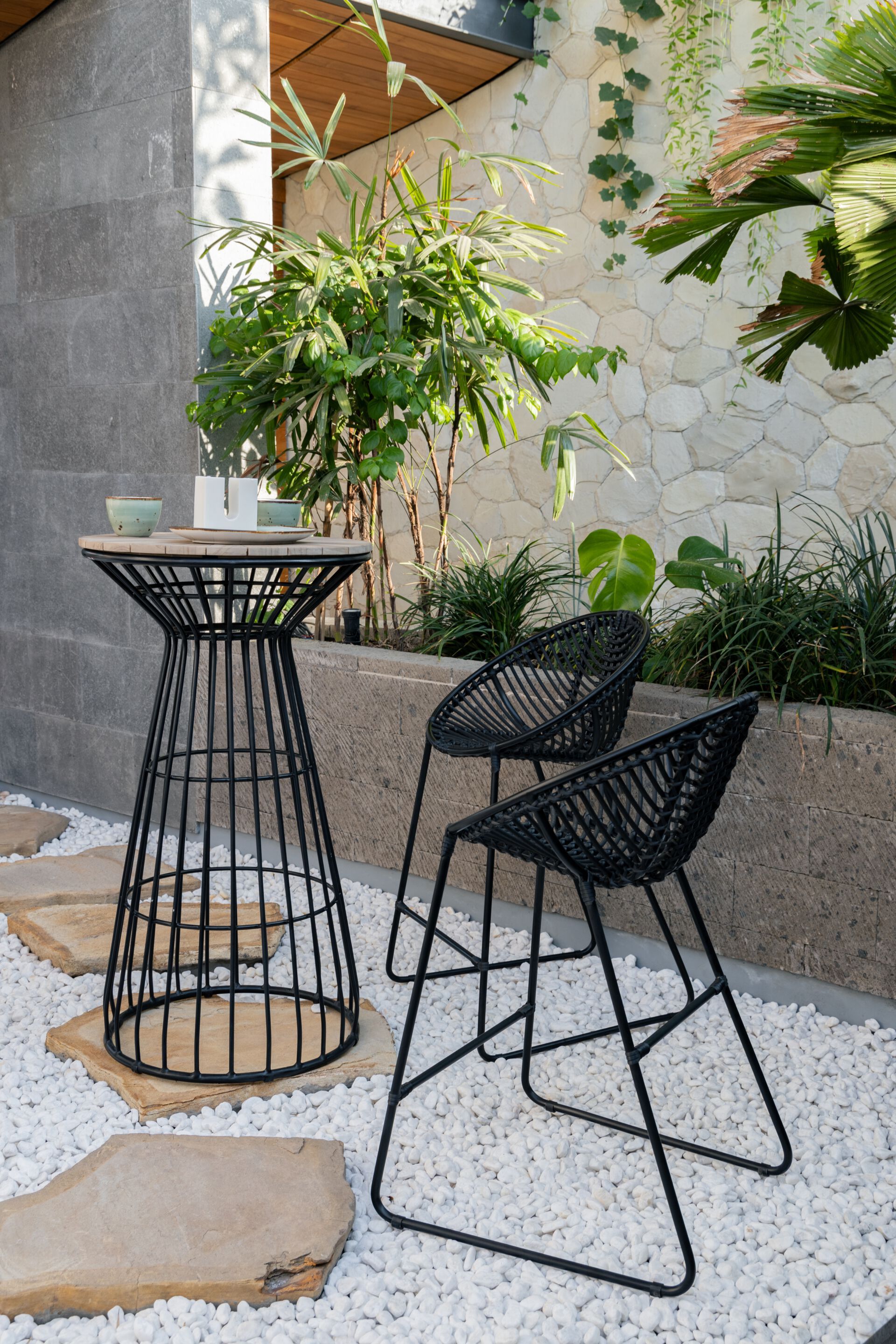 Высокий круглый алюминиевый и деревянный садовый стол cbdesign Fiorella ARCH-00132255 - Вид №3