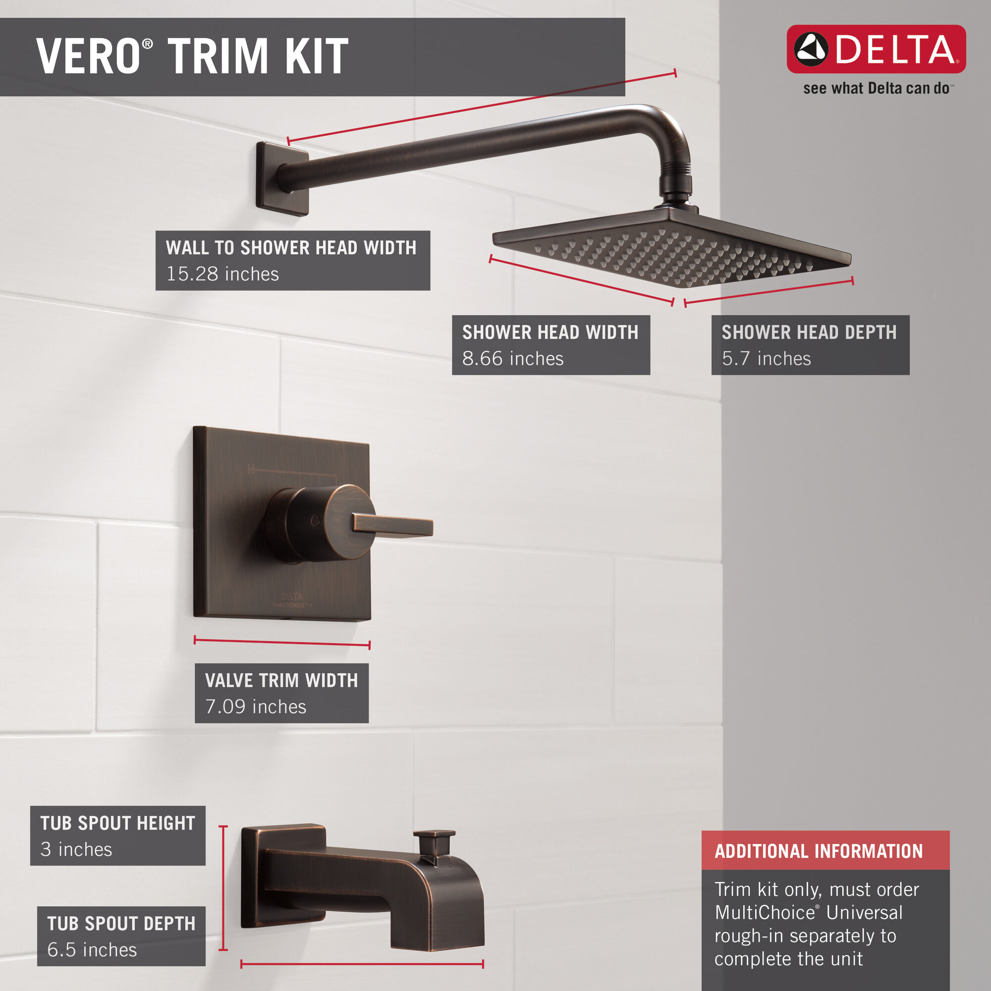 T14453-RB-WE Для ванны и душа Monitor® серии 14 Delta Faucet Vero Венецианская бронза - Вид №1