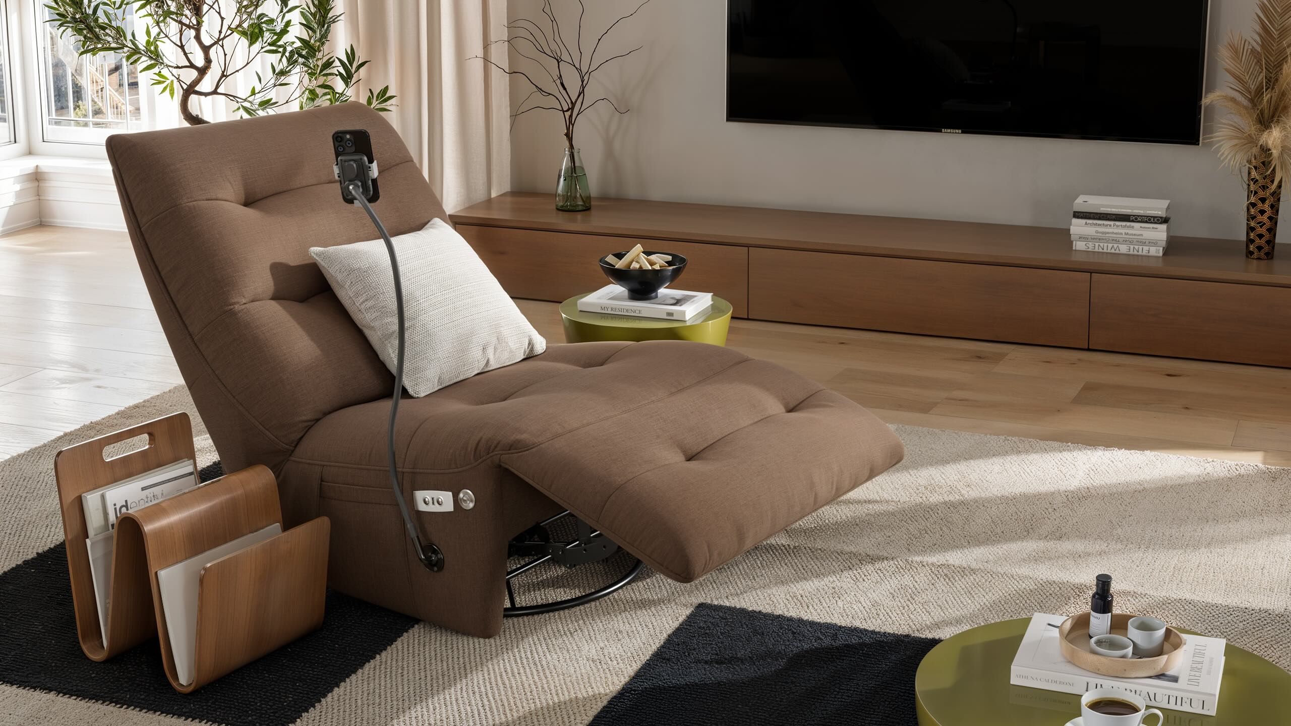 Тканевое вращающееся кресло с подставкой для ног Sofanella Боно ARCH-00054971 - Вид №4