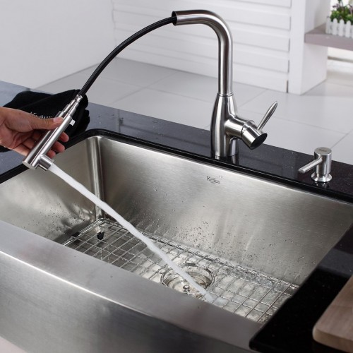 KHF200-30-KPF2140-KSD30SN Накладная раковина на столешницу  прямоугольная Krausru  - Вид №3