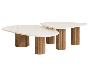 Журнальный столик из дерева и мрамора