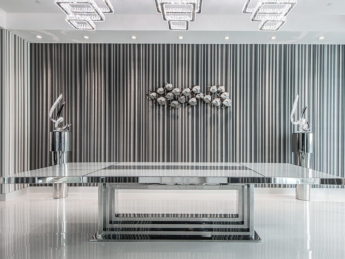 Прямоугольный обеденный стол из нержавеющей стали и стекла Officine Sandrini ARCH-00030119