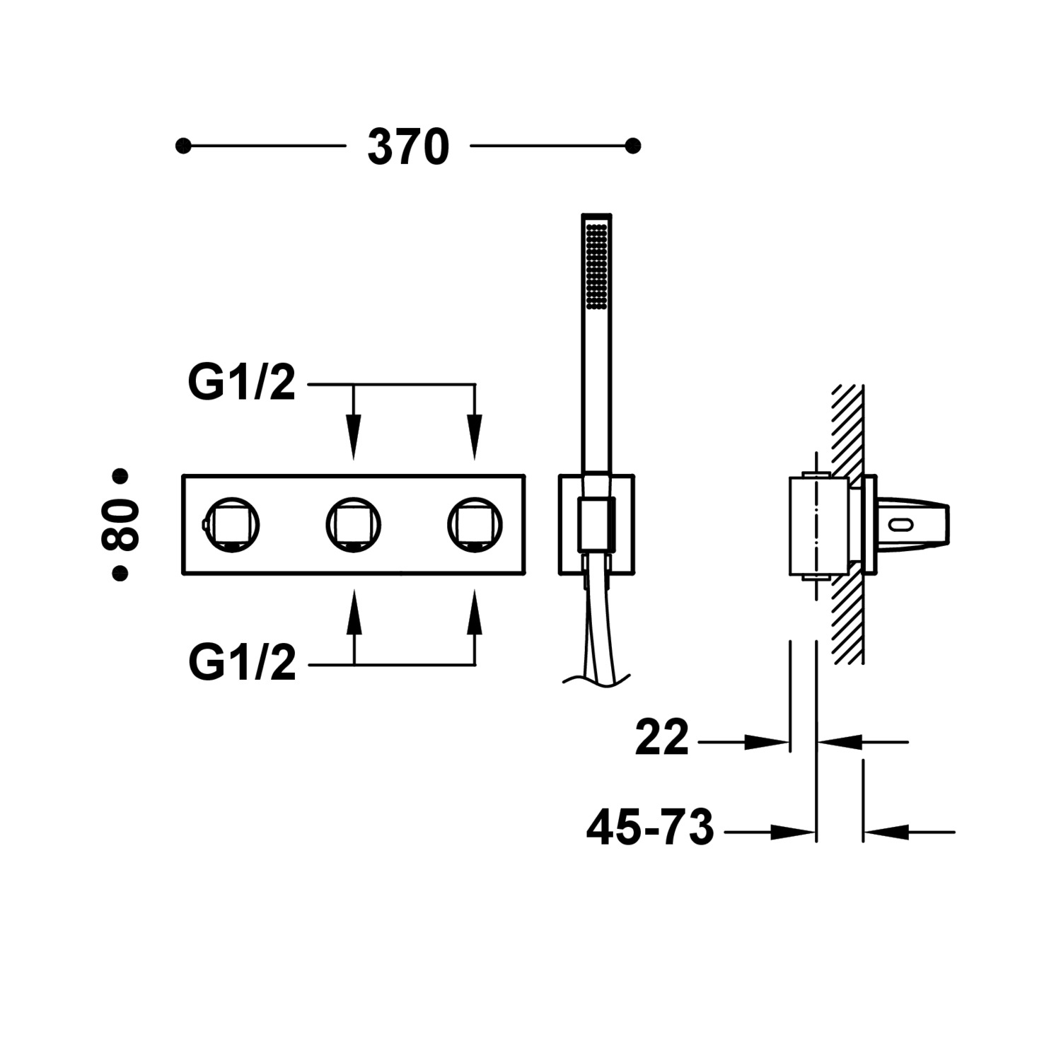 B-SYSTEM 4-ходовой встраиваемый термостатический смеситель B-system-30725401OP TRES Thermostatic - Вид №1