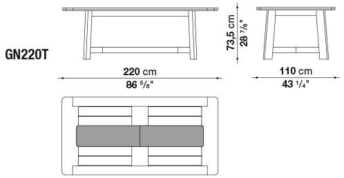 B&B Italia Outdoor Прямоугольный садовый стол из тика Ginestra sun-id-1436380 - Вид №2