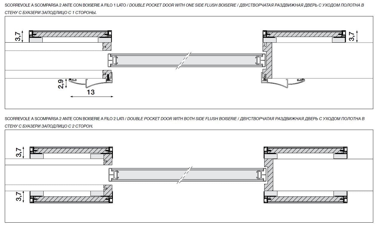 Кожаная раздвижная дверь Longhi Aluminiun Chic-Doors ARCH-00066349 - Вид №9
