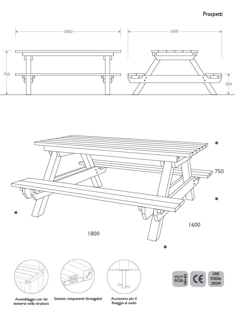 Прямоугольный стол для пикника Strongplast EUROCOMITALIA современная мебель ARCH-00035959 - Вид №2