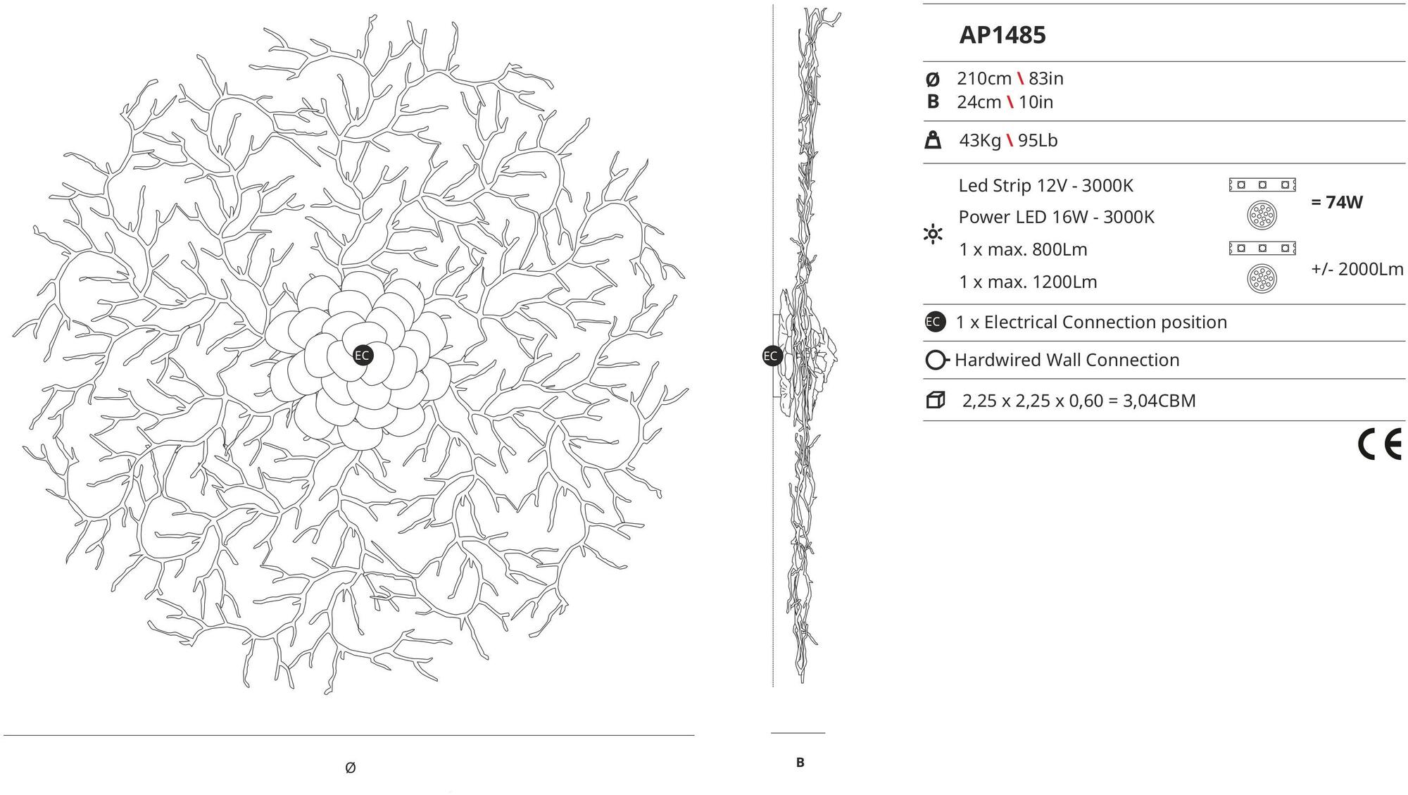 Serip Бра из бронзы ручной работы Coral Ap1485 - Вид №2