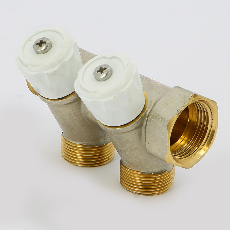 Коллектор НВ 3/4" с вентилями никелированный EMMETI 2 выхода М24х19 36мм 01307260 - Вид №3