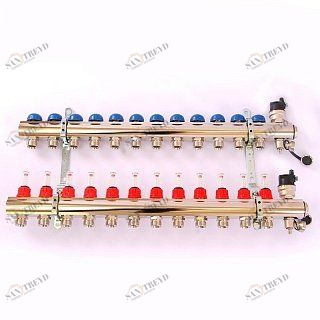 Коллектор 1"xМ 24 х19 12 выходов EMMETI TOPWAY с расходомерами и вентилями 1298200