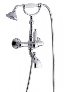 40011BС Смеситель Laguna с ручным душем для ванной, цвет белый-хром