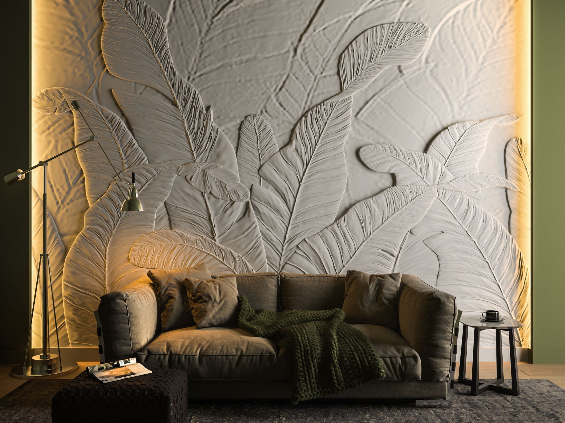 Трехмерная декоративная гипсовая панель WallDeco JUNGLE ARCH-00147134