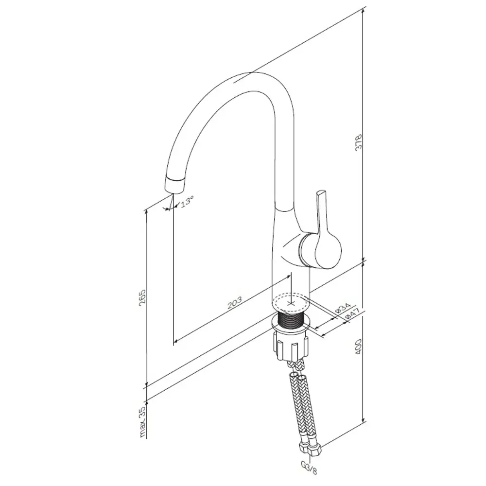 AM.PM Spike — кухонный смеситель с боковым рычагом 84177510 STLM-0046889 - Вид №9