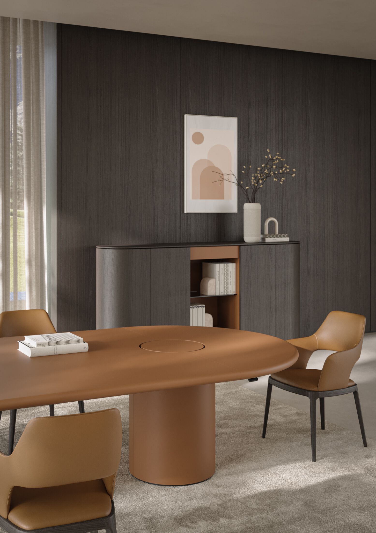 Деревянный овальный стол для совещаний с системой люверсов PROF Dea ARCH-00036687 - Вид №7