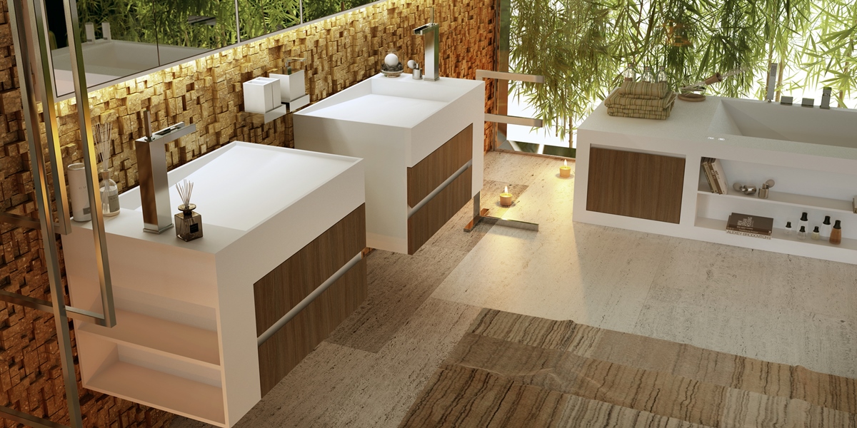 Design Ванна из Corian с полками 2250x1200x500 Saint Tropez белая MOMA Design STRP30011950 - Вид №2