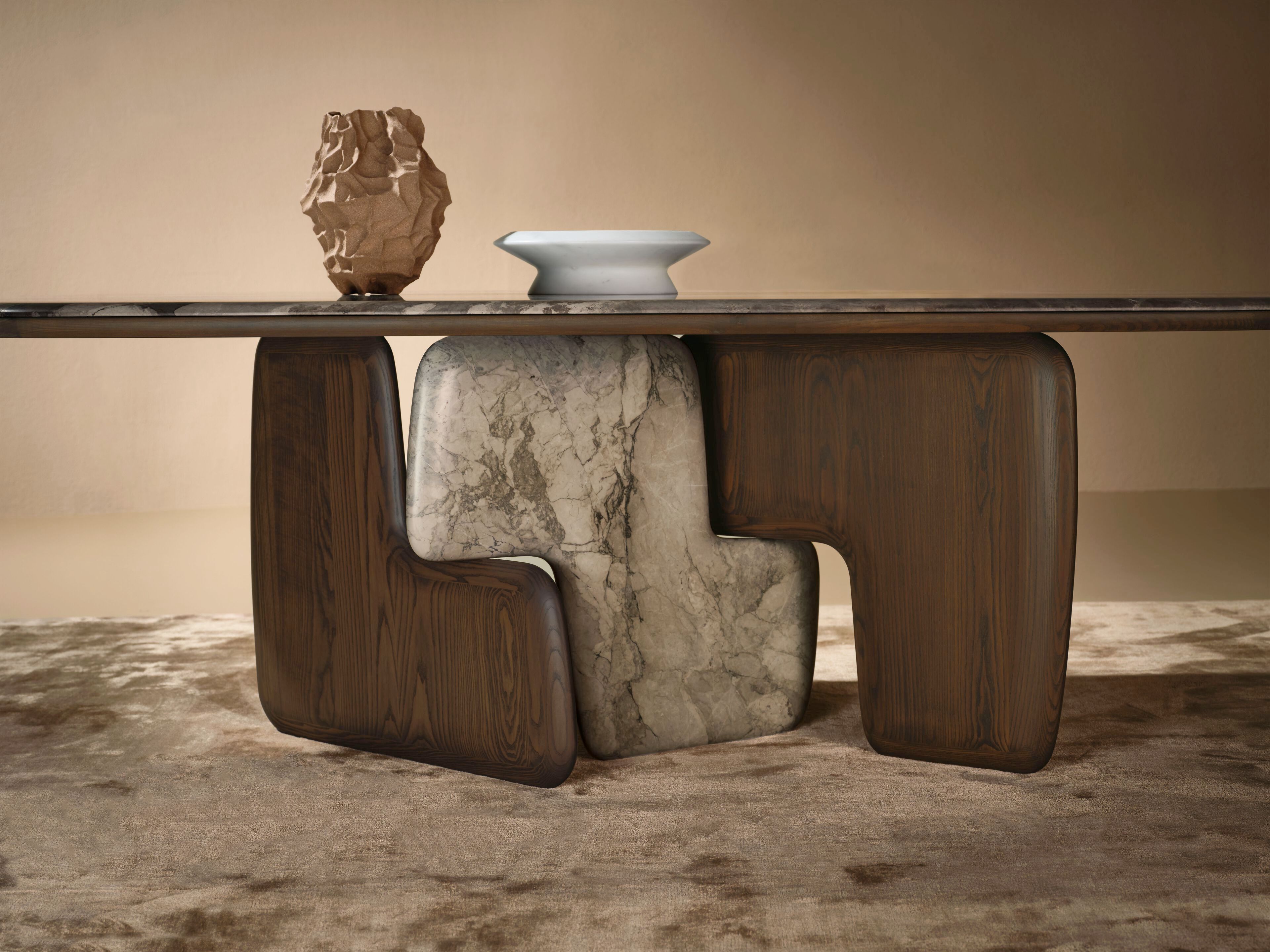 Деревянный и мраморный обеденный стол Naturedesign Главная ARCH-00110080 - Вид №1