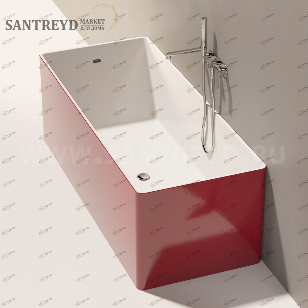 Ванна свободностоящая WASH 170 см красная Ceramica Flaminia MW170BCRED
