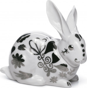 10669145 LLADRO Фигурка Lladro "Наблюдательный зайчик (Ре-Деко)" 11х12см Фарфор