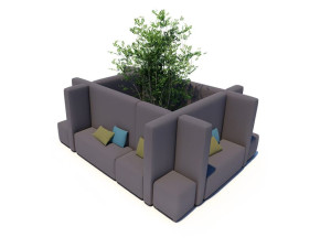 Тканевый диван с высокой спинкой