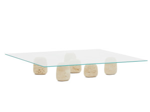 Квадратный Хрустальный низкий журнальный столик с мраморной основой