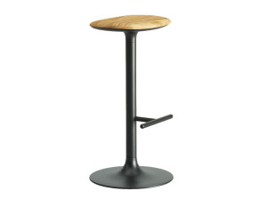 Высокий стул из стали и дерева с подставкой для ног