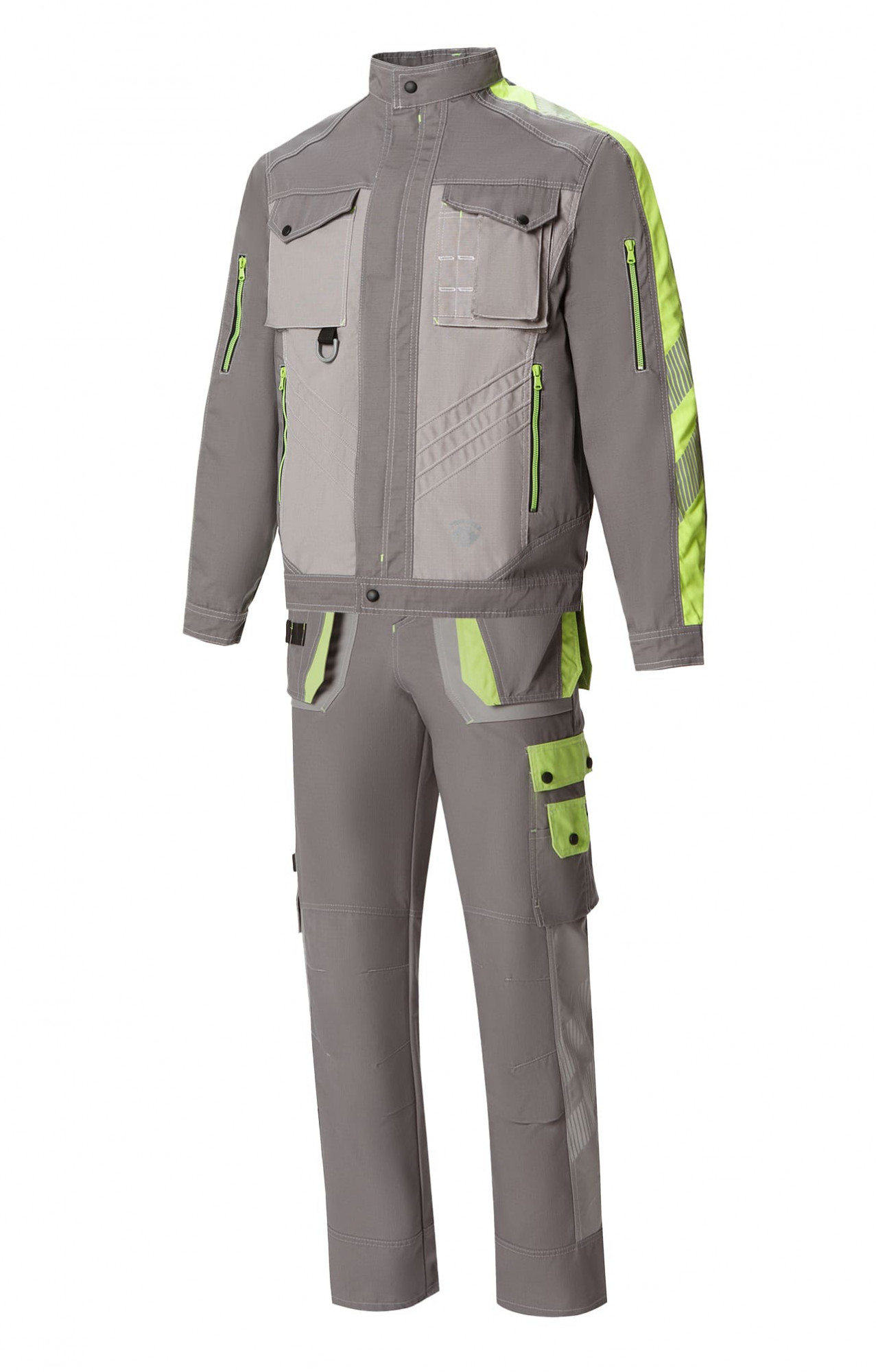 68816 Костюм "Прогресс" темно-серый светло-серый с лимонным  Летняя спецодежда  размер 48-50/182-188 