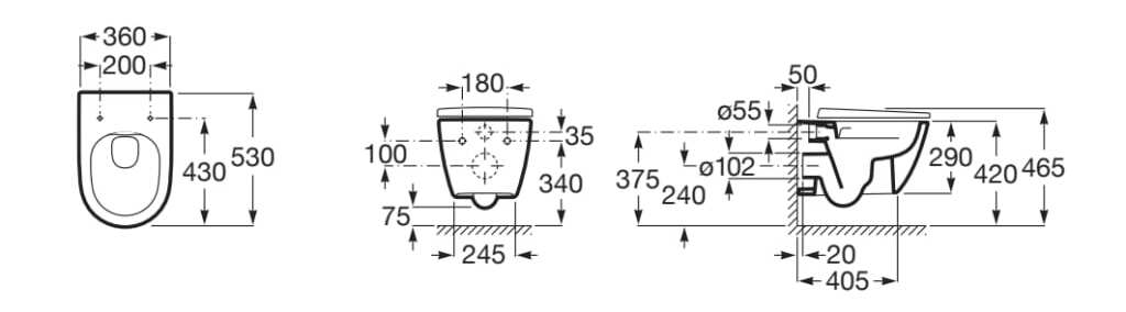 Керамический подвесной туалет без бриды Roca Ona ARCH-00136398 - Вид №12