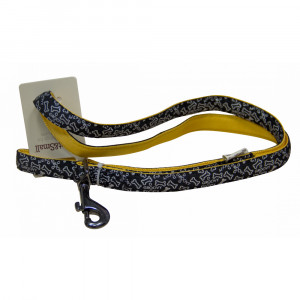 ПР0043559 Поводок для собак с принтом косточки 25х750мм нейлон чёрный Great&Small