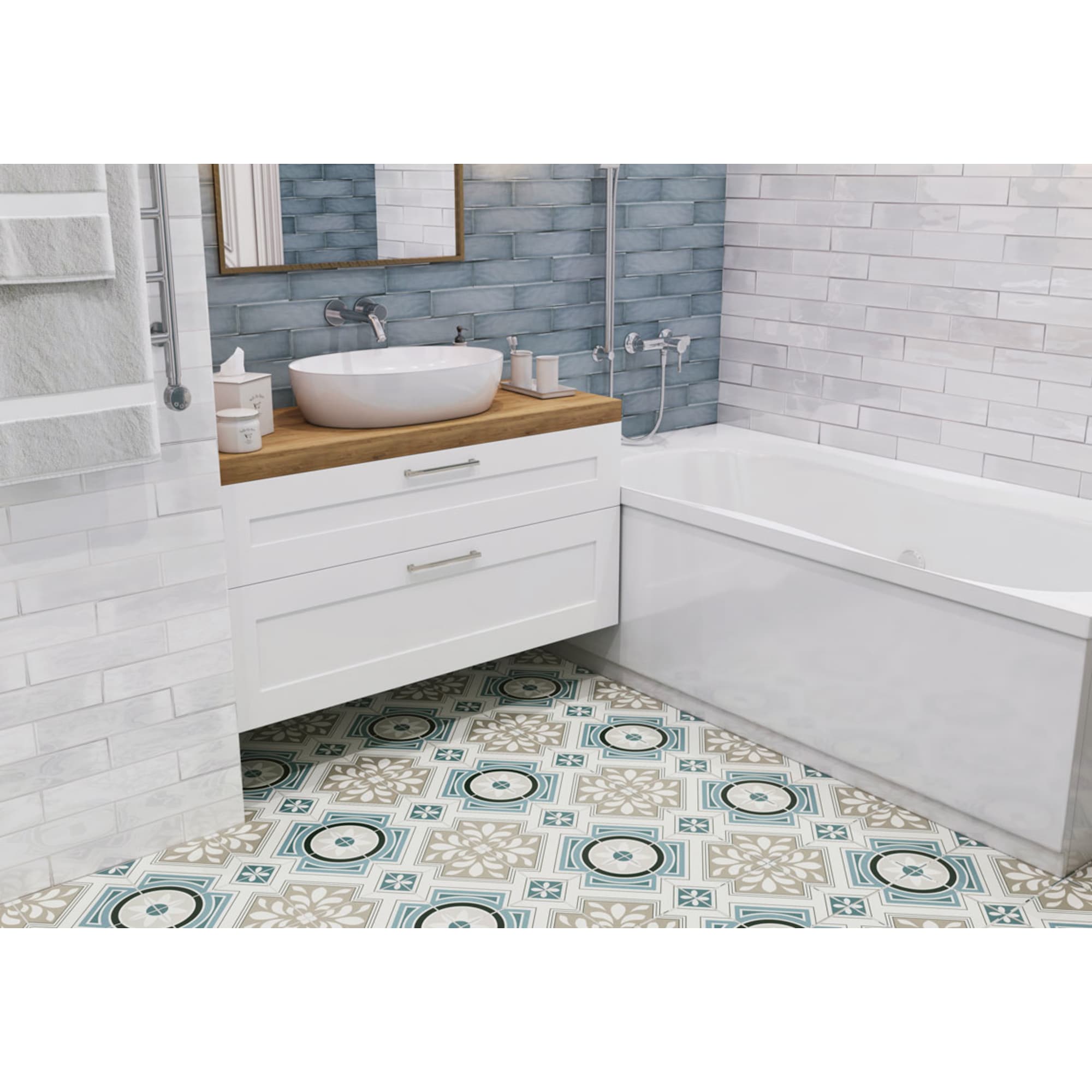 82595130 Плитка напольная Borneo Grey 45x45 см 1 м² цвет бежевый/голубой Timeless Santreyd - Вид №3