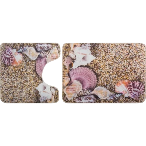Набор ковриков для ванной комнаты Ракушки цвет коричневый