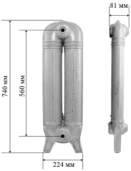 Чугунный радиатор RETROstyle Preston 560 4 секции 7067 - Вид №2