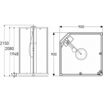Душевая кабина 90x90 Ido Showerama 10-5 Comfort 558.209.303  (Б/П/М) Santreyd  - Вид №5