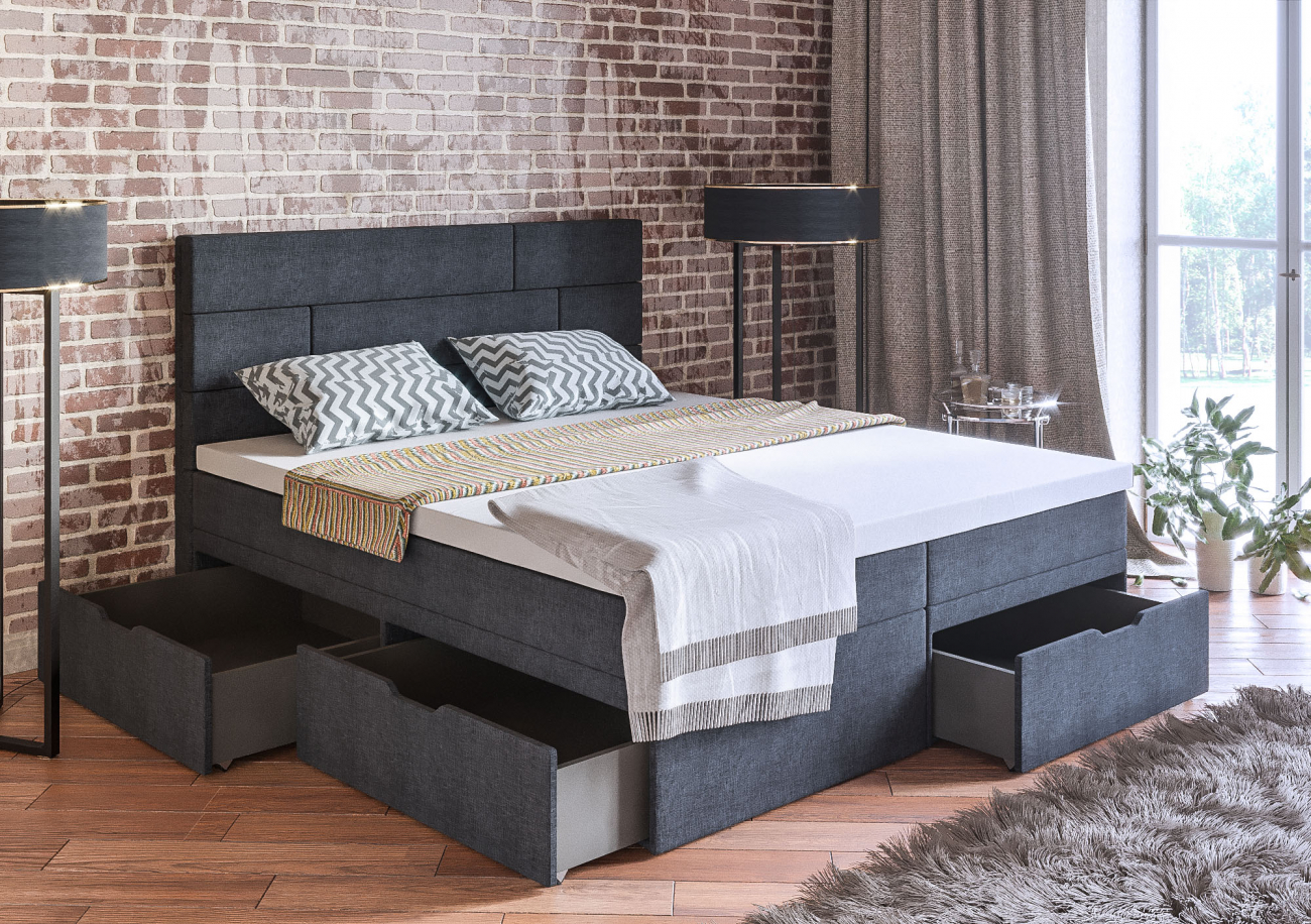 Кровать двуспальная 160х200 серая "Домино" BELABEDDING ДОМИНО 131576 Черный - Вид №5