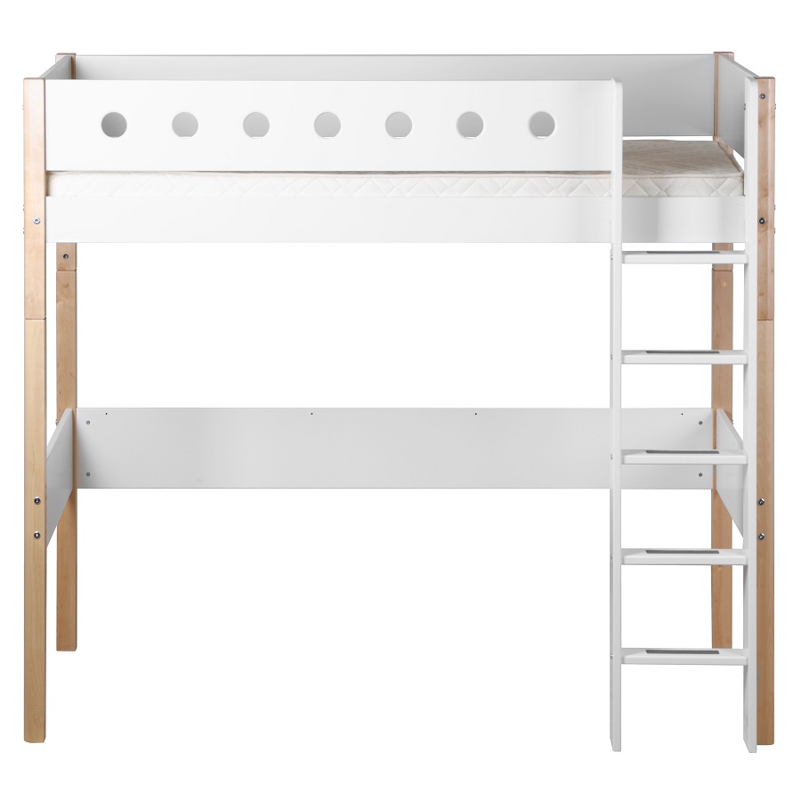 Кровать Flexa White высокая с прямой лестницей, 190 см, белая лакированная 801750195 - Вид №1