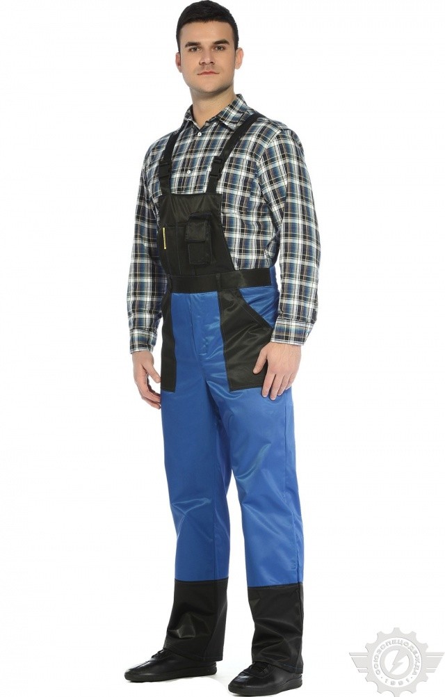 61477 Полукомбинезон "Мастер" василек-черный  Летняя спецодежда  размер 60-62/170-176  - Вид №2