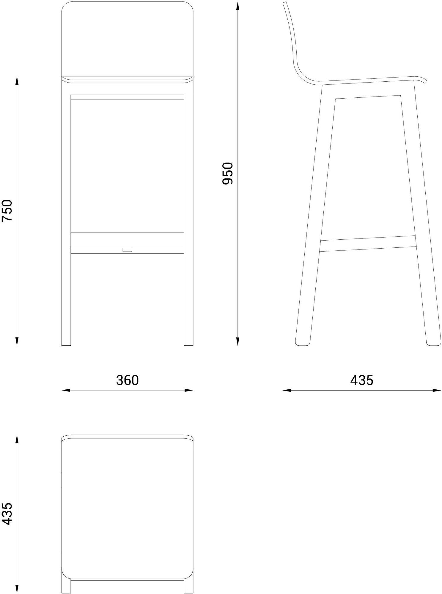 Askia Высокий табурет из дуба с подставкой для ног Version 3 1.c07.ok - Вид №19
