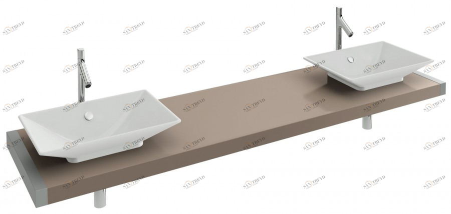 EB55-XXXX-E10 Столешница на заказ от 1501 до 2000 мм с 2 отверстиями для раковин rêve е4819 Jacobdelafon PARALLEL Santreyd