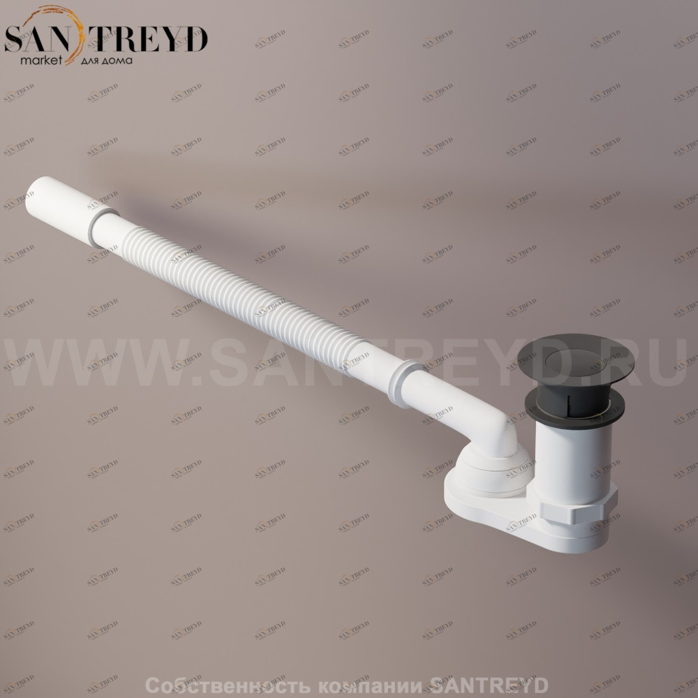 Agape  Сифон с нажимным донным клапаном черный для ванн с кольцом 78 мм MET0477LE Ricambi