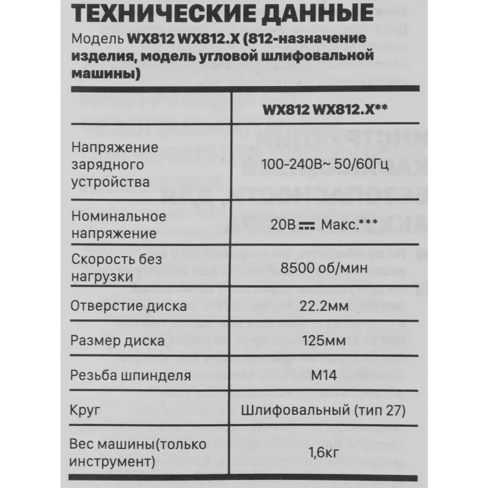 Аккумуляторная УШМ Worx WX812.2 с бесщеточным двигателем 84049169 STLM-0046462 - Вид №10