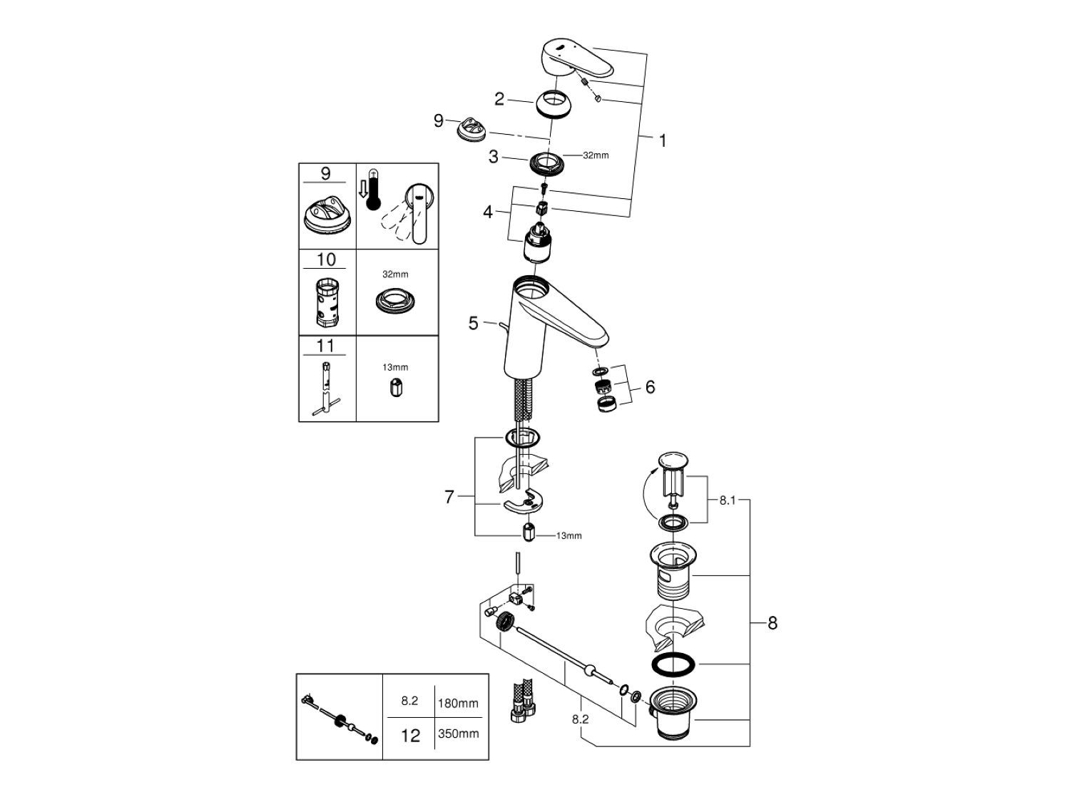 Однорычажный смеситель для раковины с ограничителем расхода Grohe Eurodisc Cosmopolitan ARCH-00091081 - Вид №3