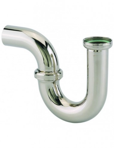 167100 008 00  Трубка сифон для раковины, выход Д. 32 мм, выс. 125 мм, матовая хромированная латунь Valentin Хром  - Вид №1