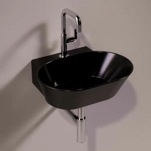 WA06NERO Подвесная раковина настенная овальная Simas  черная