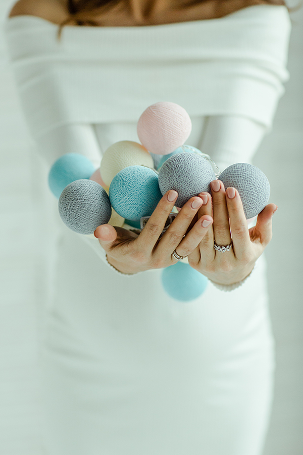 Гирлянда из хлопковых шариков от сети на 20 лампочек бирюзовые тона Lares&Penates 1714G - Вид №2