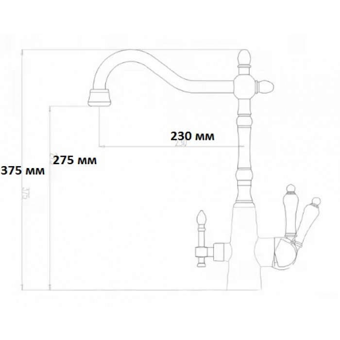 Zorg ZR 335 YF Antique Смеситель для кухни Zorg 360х230  - Вид №2