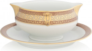 10585604 Haviland Соусник с подставкой 350мл "Салон Мюрат" (вишневый, золотой декор) Фарфор, Керамика