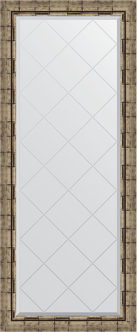 BY 4136 Зеркало с гравировкой в багетной раме - серебряный бамбук 73 mm EVOFORM Exclusive-G