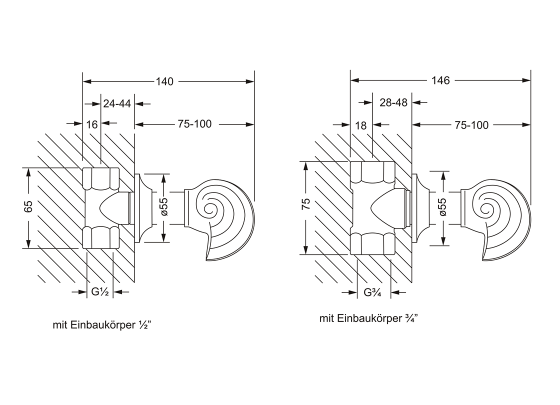 Вентиль для скрытого монтажа, внешняя часть JOERGER Muschel 601.50.234.000 - Вид №1