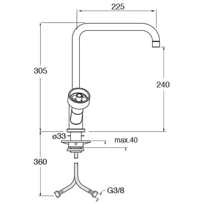Смеситель для кухни на одно отверстие с поворотным изливом CRISTINA Rubinetterie кухня-современная коллекция ARCH-00016562 - Вид №1