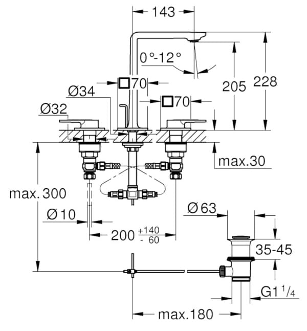 Смеситель для раковины с 3 отверстиями с ограничителем расхода Grohe Allure New ARCH-00003947 - Вид №1