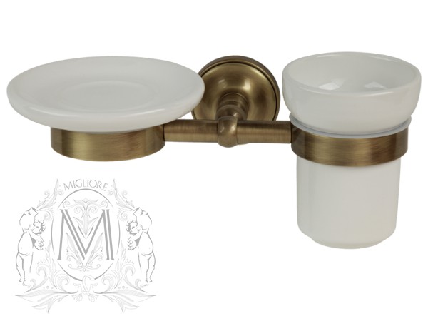 Держатель мыльницы и стакана MIGLIORE Mirella ML.MRL-M066.CRDO - хром/золото  - Вид №3